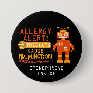 Jungen-orange Roboter-Baum-Nuss-Allergie-Alarm Button