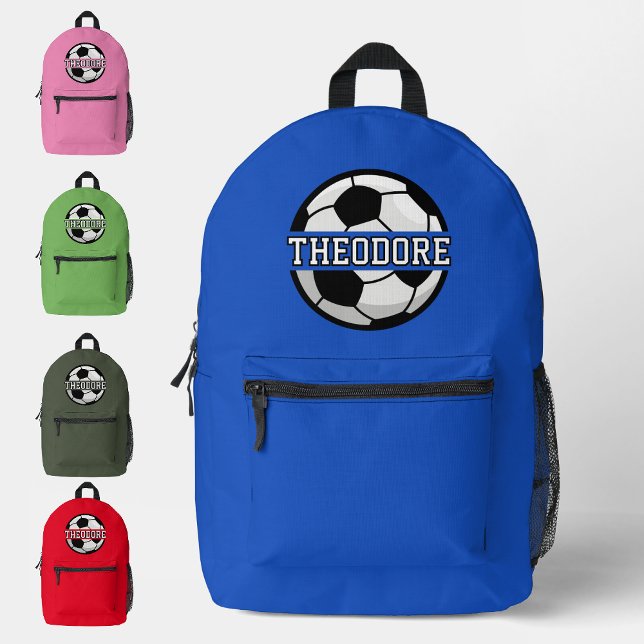 Jungen Personalisiert Name Cool Blue Soccer Footba Bedruckter Rucksack (Von Creator hochgeladen)
