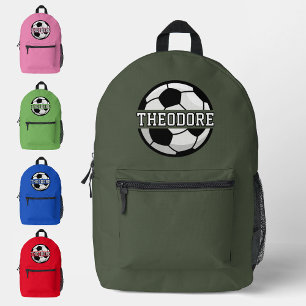 Jungen Personalisiert Name Cool Green Soccer Footb Bedruckter Rucksack