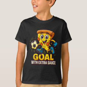 Jungen Pizza Thema Lustiges Fußballtor  T-Shirt