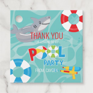 Jungen-Poolparty Geburtstag Hai danke Geschenkanhänger