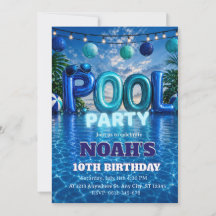 Jungen-Poolparty-Geburtstagseinladung