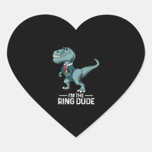 Jungen Ringträger T-Rex Dinosaurier Hochzeitsfeier Herz-Aufkleber