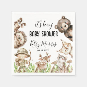 Jungen-Rustikal-Wald-Baby-Shower-Einladung Serviette