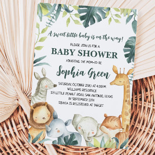 Jungen-Safari-Dschungel-Baby-Party Einladung