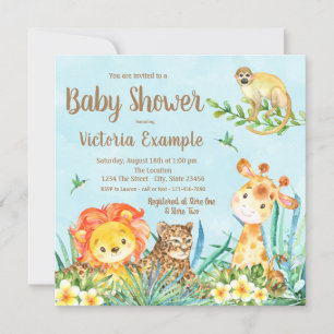 Jungen-Safari-Dschungeltiere-Baby-Party  Einladung