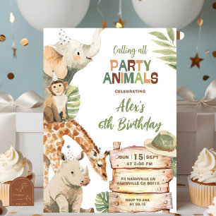 Jungen Savannen-Safari-Party-Tiere Geburtstag Einladung