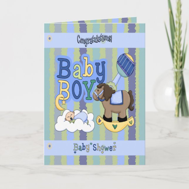 Jungen-Schaukelpferd Karte (Vorderseite)