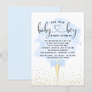 Jungen schlürfen und sehen Zuckerwatte-Baby-Party Einladung