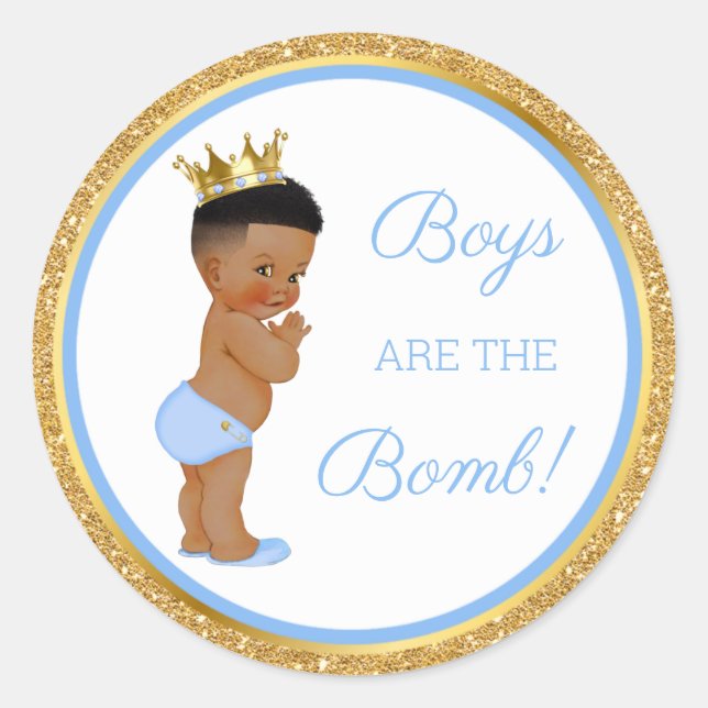 Jungen sind die Bombe! Bath Gift Etc Blue Gold Cla Runder Aufkleber (Vorderseite)