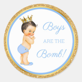 Jungen sind die Bombe! Bath Gift Etc Blue Gold Runder Aufkleber