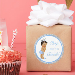 Jungen sind die Bombe! Bath Gift Etc Blue Silver Runder Aufkleber