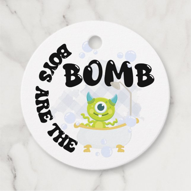 Jungen sind die Bombenfavoriten, Kakaomombe, Badeb Geschenkanhänger (Vorderseite)