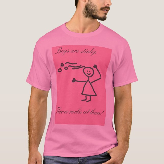 Jungen sind stinky. Wurfsfelsen an ihnen! T-Shirt (Vorderseite)