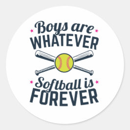 Jungen sind, was immer Softball für immer ist Runder Aufkleber