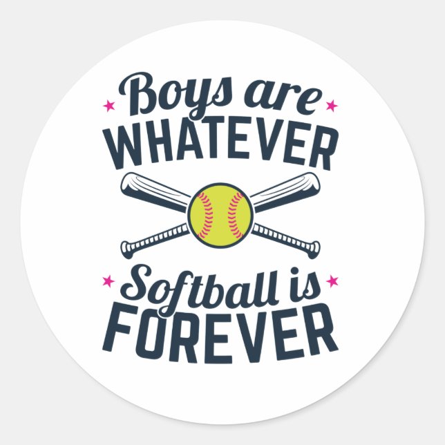 Jungen sind, was immer Softball für immer ist Runder Aufkleber (Vorderseite)