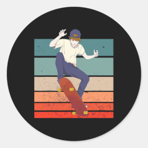 Jungen Skater Junge Skateboardfahren Skate Kultur Runder Aufkleber