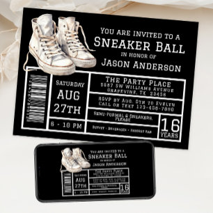 Jungen-Sneaker-Ball-Geburtstagsfeier Einladung