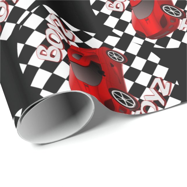 Jungen-Spielwaren-rotes Sport-Auto-Packpapier Geschenkpapier (Rolleneckpunkt)