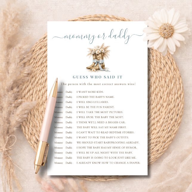 Jungen Stiefel & Schleifen Mama oder Papa, rate we (Von Creator hochgeladen)