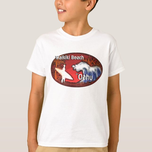 Jungen-Surfert-stück Waikiki Strand-Oahus Hawaii T-Shirt (Vorderseite)