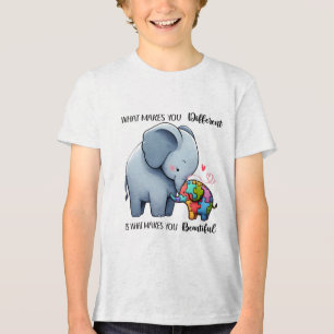 Jungen-T-Shirt – Autismus-Bewusstsein Elefantendes Tri-Blend Shirt