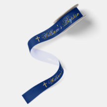Jungen-Taufe königsblau-goldenes Kreuz und Kalligr
