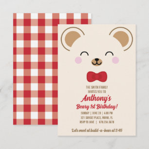 Jungen-Teddybär-Picknick EIN ALTR Evite oder Druck Einladung