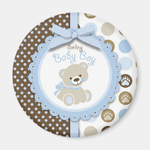 Jungen-Teddybär-runder Magnet
