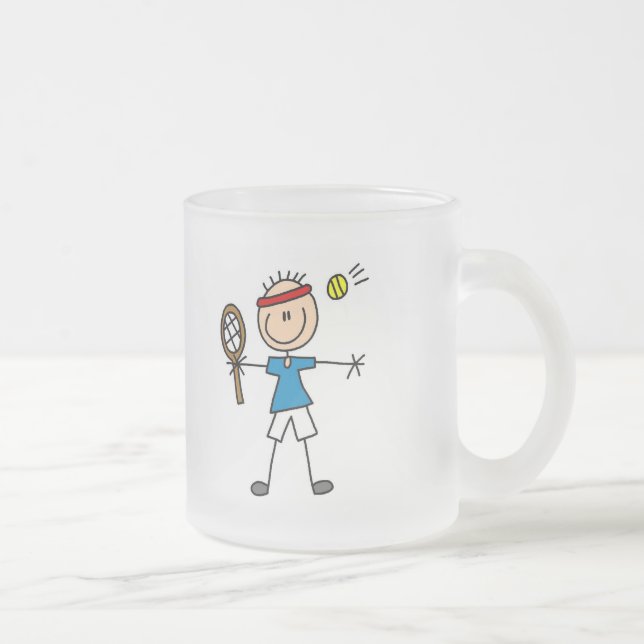 Jungen-Tennis-Spieler-T-Shirts und Geschenke Mattglastasse (Rechts)