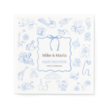 Jungen-Toile-De-Jouy-Blaue-Baby-Party