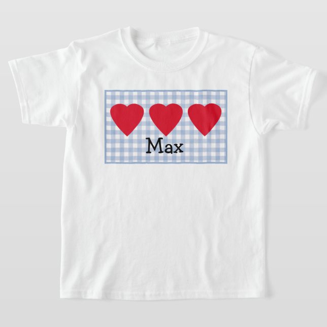 Jungen Valentinherz mit blauem Kariertem T-Shirt (Ablage )