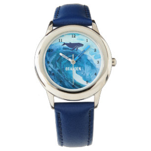 Jungen Wal Ozean Fisch Süße moderne blaue Kinderuh Armbanduhr