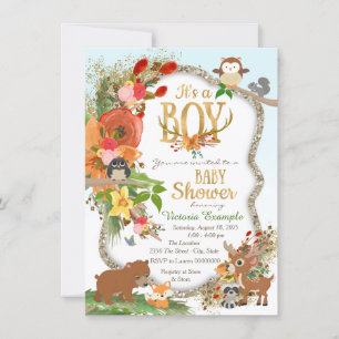 Jungen Wald Geweih Baby Shower Einladung