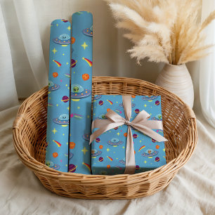 Jungen Weltraum Alien Außerirdischer Geburtstag Geschenkpapier