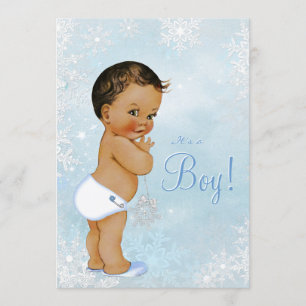 Jungen Winter Wonderland Schneeflocken-Baby-Party Einladung