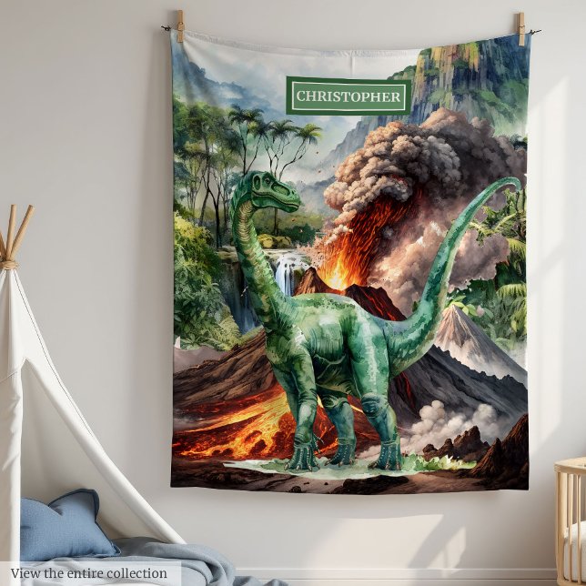 Jungen zum Geburtstag Blanket mit Namen Dinosaurie Fleecedecke (Boys Birthday Blanket with Name Dinosaur Design)