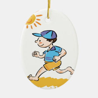 Jungenbetrieb während barfuß keramikornament