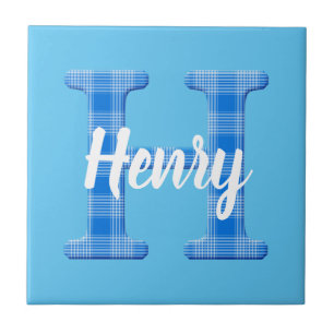 Jungenname benutzerdefinierte Karo-Buchstabe H Fliese