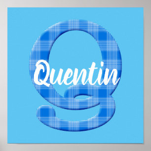 Jungenname benutzerdefinierte Karo-Buchstabe Q Poster