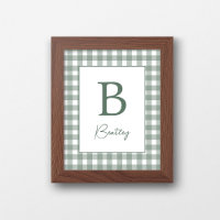 Jungenname Sage Green Namensschild Plaid-Wandschmu