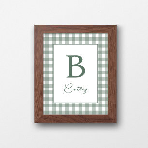 Jungenname Sage Green Namensschild Plaid-Wandschmu Poster