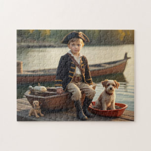 Jungenpirat und sein Hund