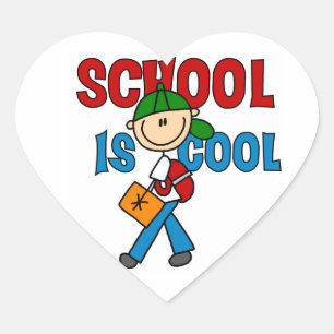 Jungenschule ist cool Herz-Aufkleber
