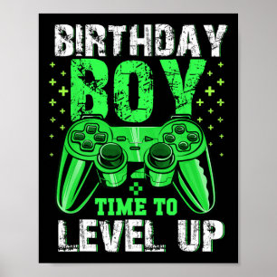 Jungenzeit zum Levelaufstieg Videospiel Geburtstag Poster