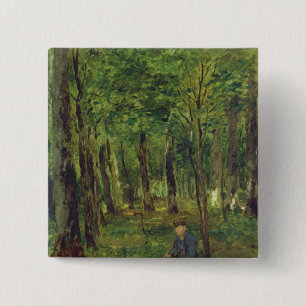 Junger Bauer, der im Wald, 1878 sitzt Button