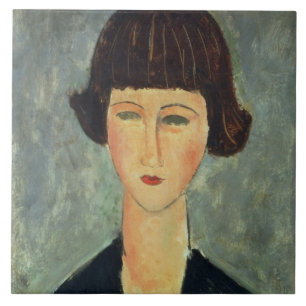 Junger Brunette, 1917 (Öl auf Leinwand) Fliese
