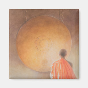 Junger buddhistischer Mönch und Klingel Bhutan Magnet