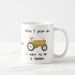 Junger Hahn u. gelber Traktor-ICh wollen, um ein Kaffeetasse