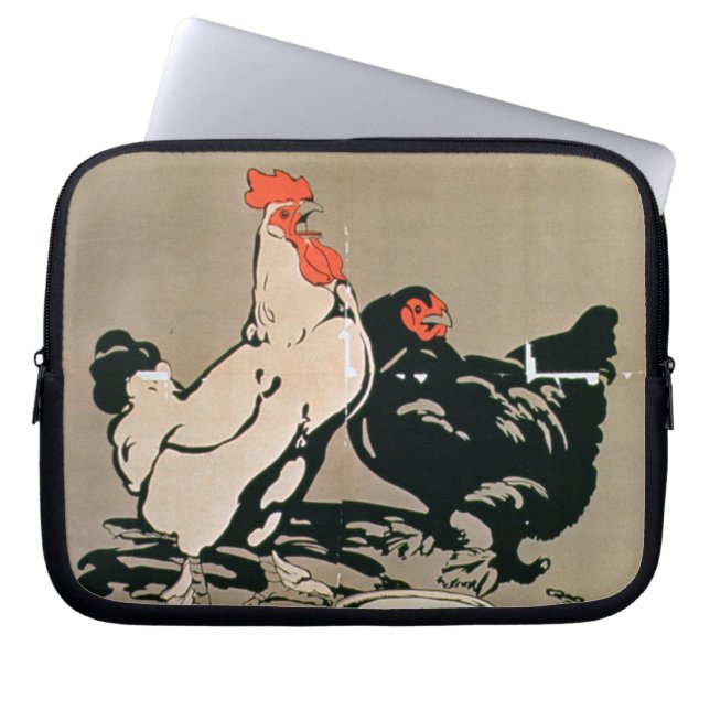 Junger Hahn und Henne (Farbelitho) Laptopschutzhülle (Vorderseite)